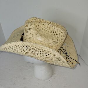 Turner Hats Cowboy Hay Western Festival Beach Boho White Coastal Sun Hat Paper